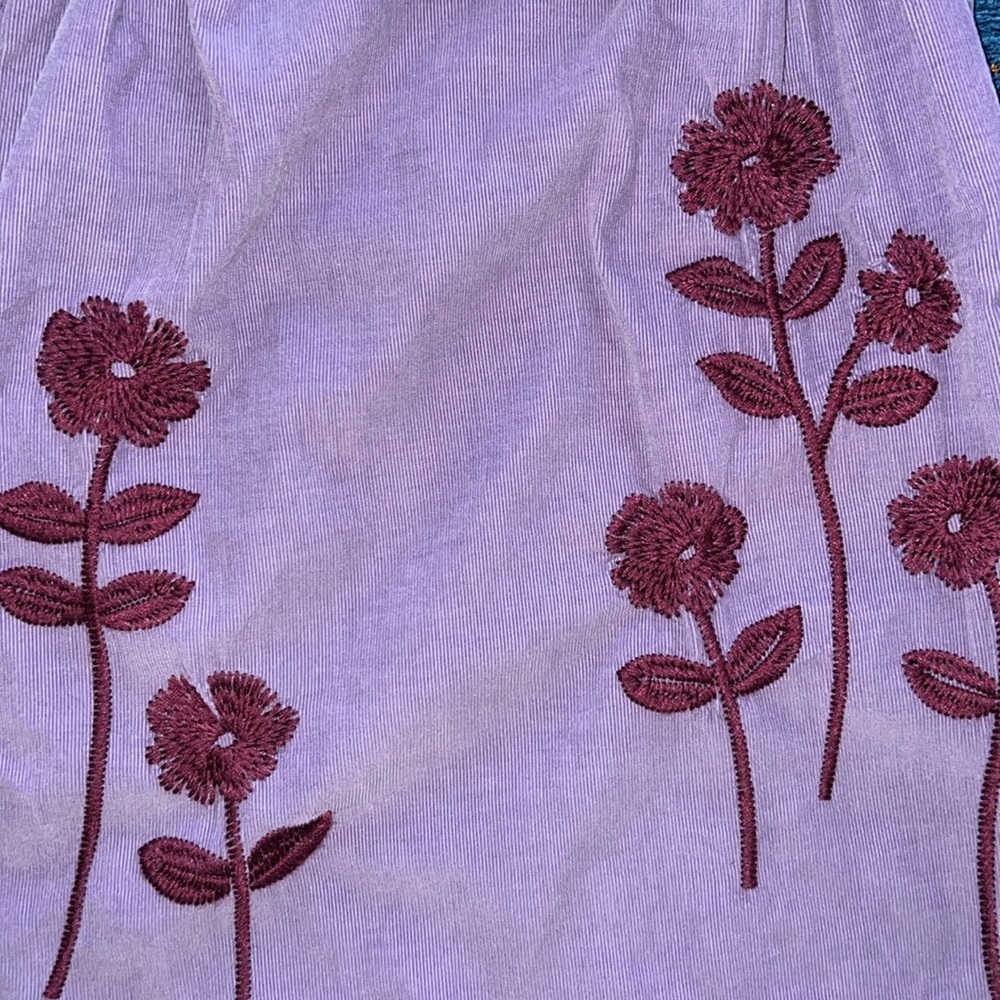 Tea Collection embroidered corduroy dress with elastic neckline and Cap Sleeves - Picture 3 of 7